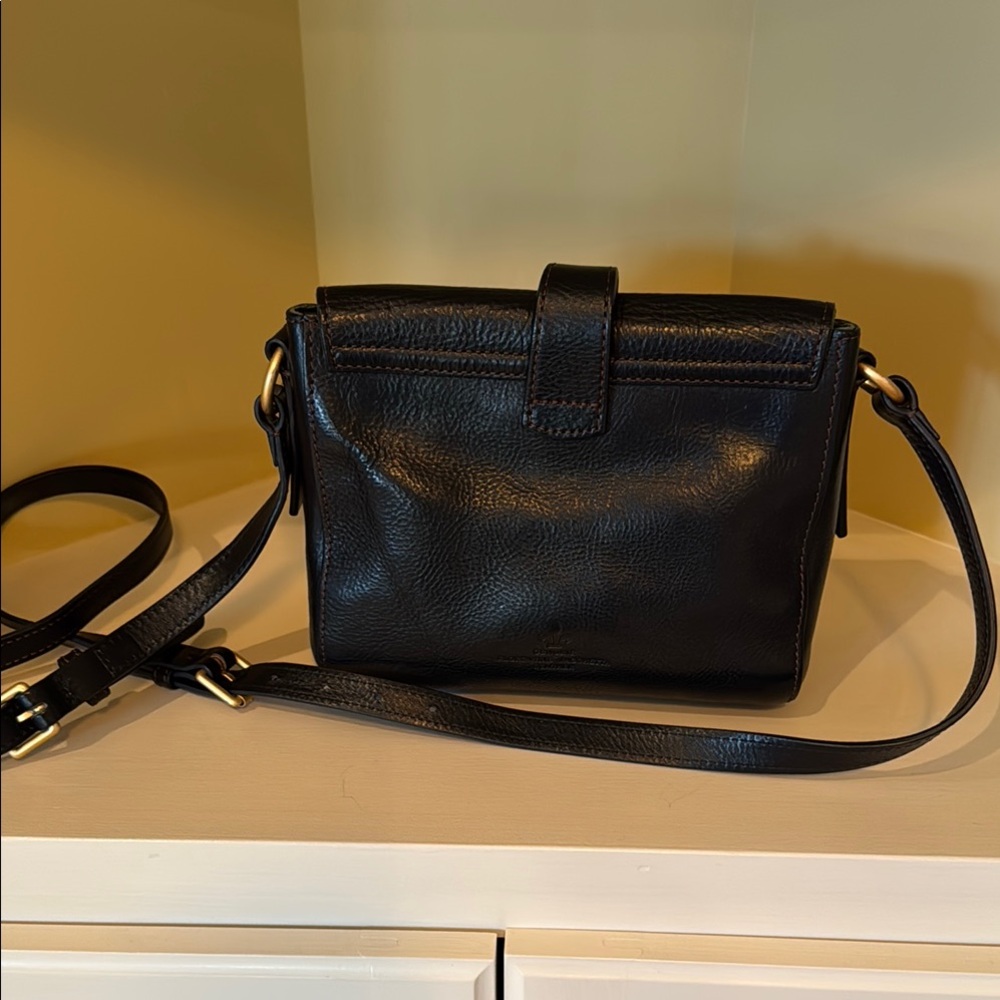 Black Leather Crossbody Bag with Gold Hardware - Picture 2 of 8